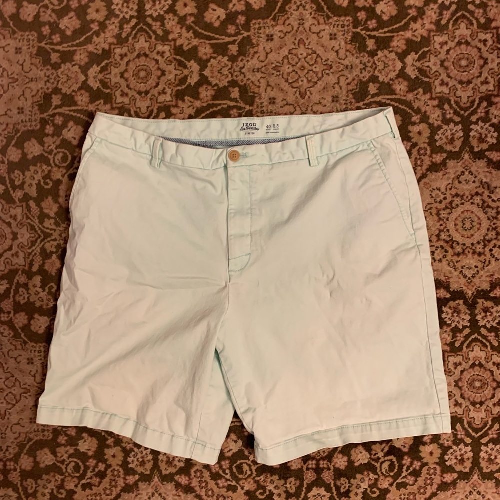 Izod Saltwater Men's Mint Seafoam Green Shorts 40 Waist 9.5 Inseam with Stretch